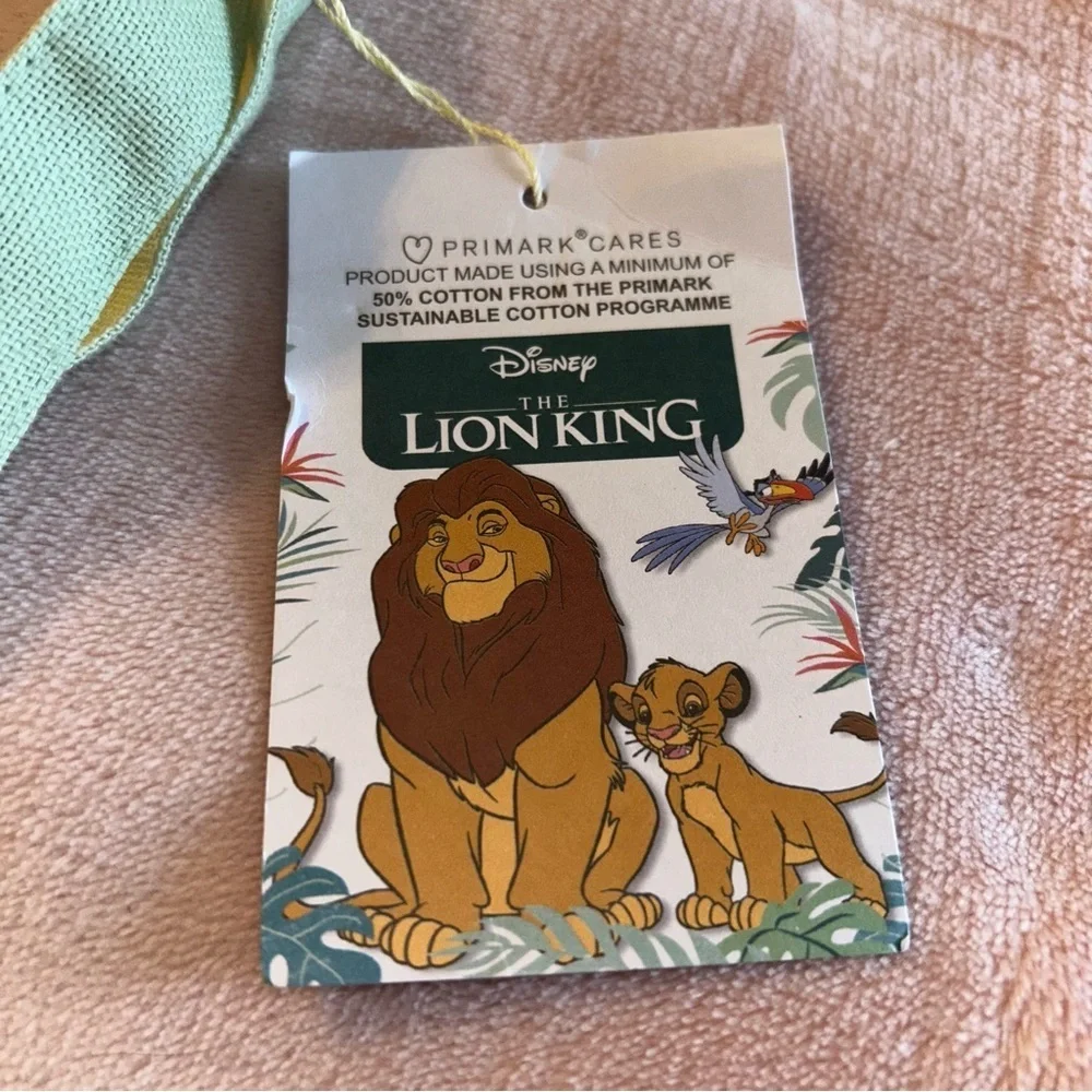 Lion King light green cotton tote bag with young Simba and Zasu flawed